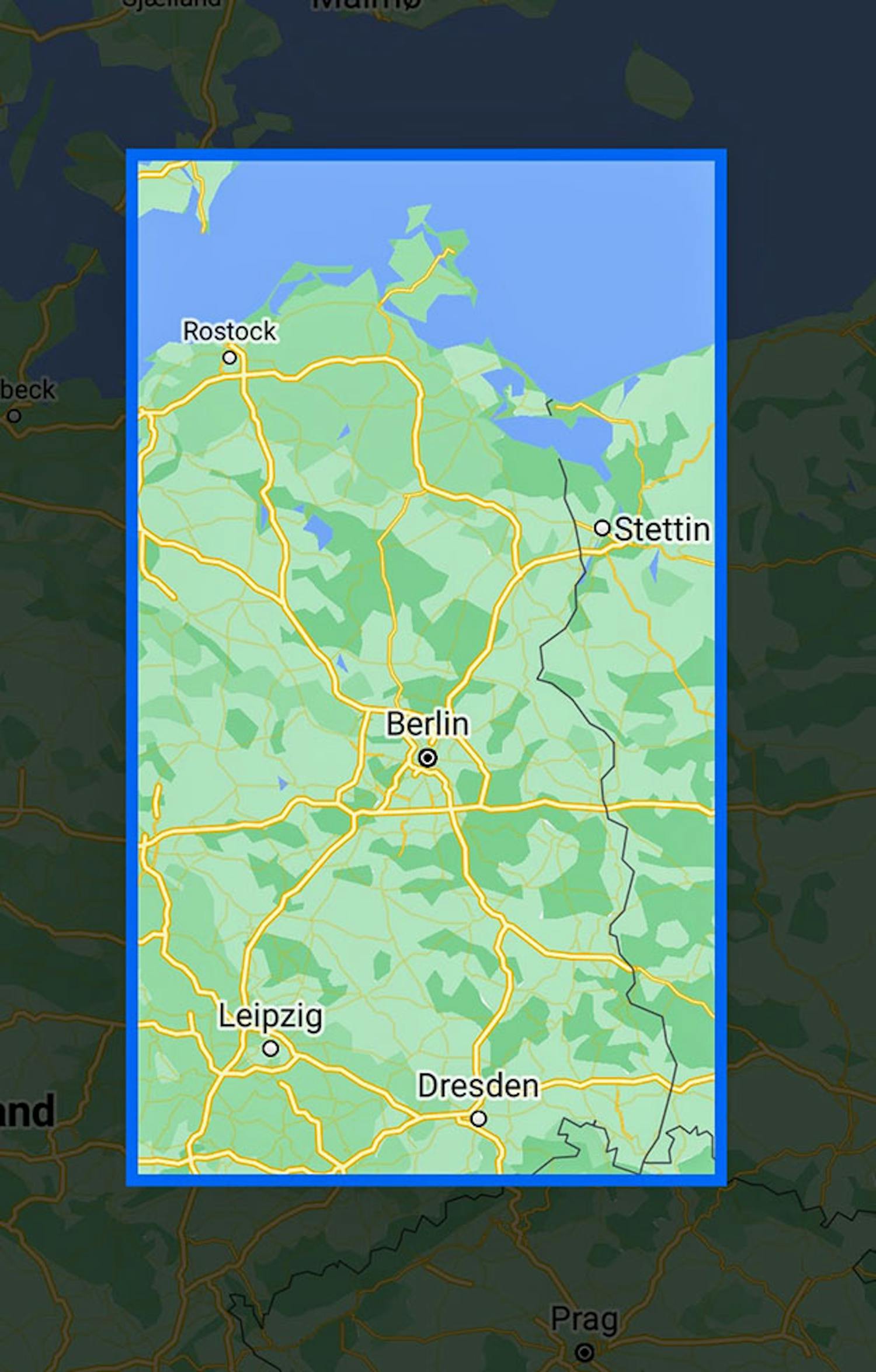 Hämta en karta från Google Maps En kartbild av Tyskland i Google Maps